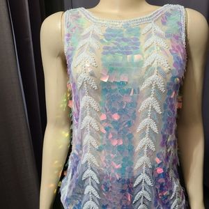 Holographic sequins tank.